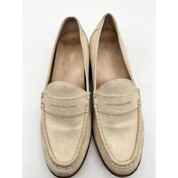 Vionic Waverly Loafers Gold Nubuck Suede Business Casual Metallic Slip On 8.5 - Picture 4 of 11
